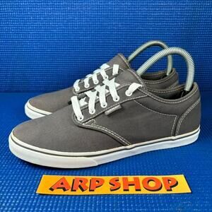 🔴 VANS ATWOOD CANVAS Women`s Size 7 Grey White Comfort Walking Shoes TB4R